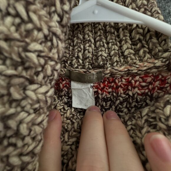 J. Crew Sweater Vest Women's Small Striped Knit Warm Beige Colorful Turtleneck - Picture 9 of 13
